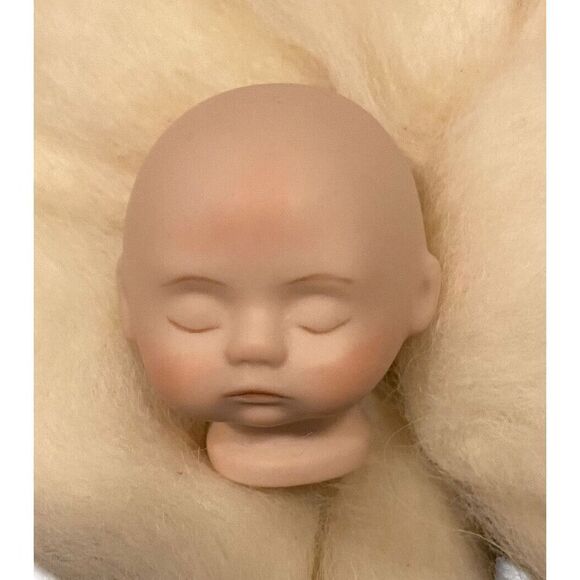 Imsco Signed Hutchens 1987 Small Porcelain Doll Head Eyes Closed 2" - Picture 1 of 6